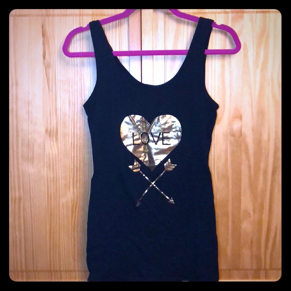 Black and gold Love tank